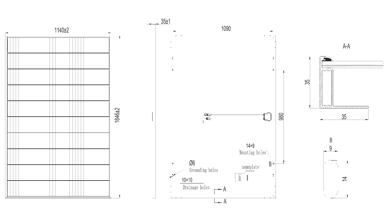 Module Diagram Dimensions: 1646 x 1140 x 35 mm